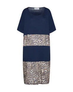 Abito fantasia animalier a contrasto BLU-SABBIA