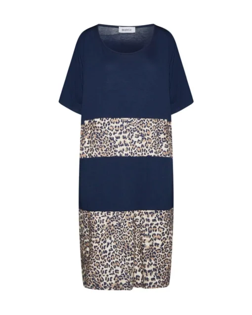 Abito fantasia animalier a contrasto BLU-SABBIA