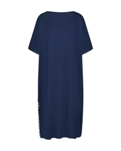 Abito fantasia animalier a contrasto BLU-SABBIA