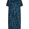Abito in fantasia fiori NERO-BLU
