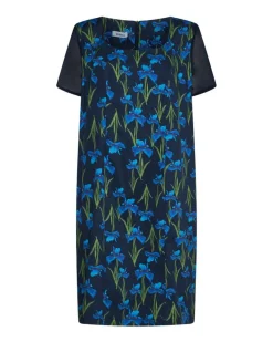 Abito in fantasia fiori NERO-BLU