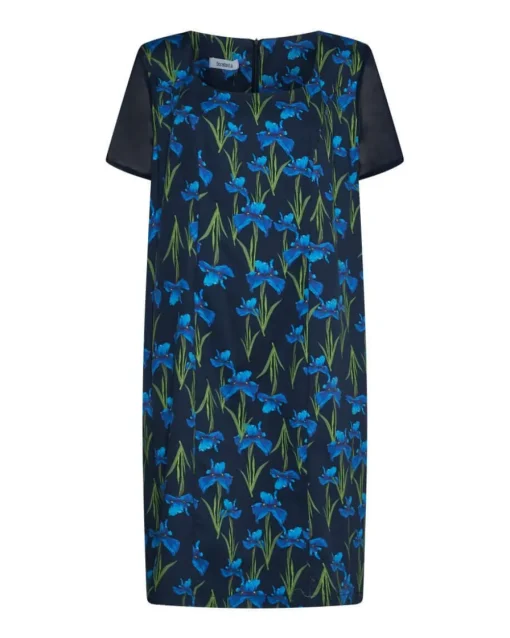 Abito in fantasia fiori NERO-BLU