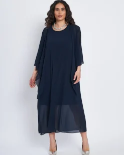 Abito lungo giromanica con spolvero BLU