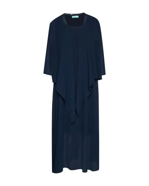 Abito lungo giromanica con spolvero BLU