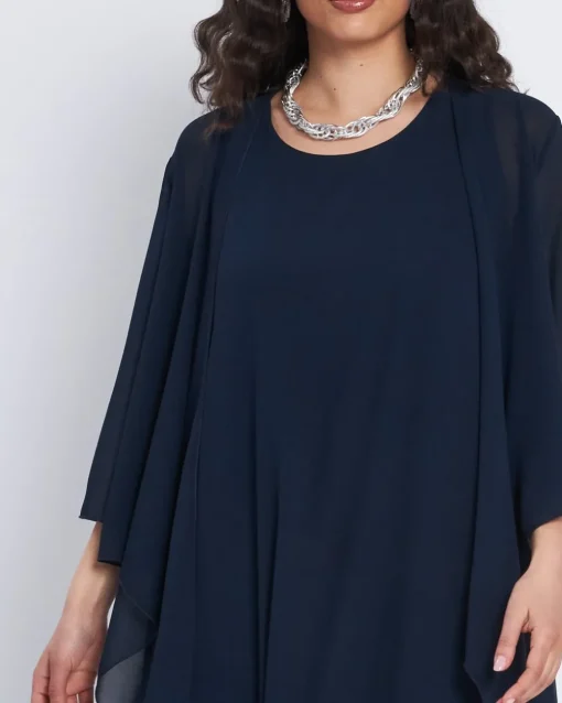 Abito lungo giromanica con spolvero BLU