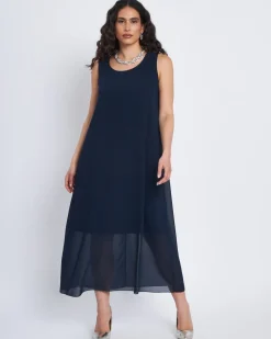 Abito lungo giromanica con spolvero BLU