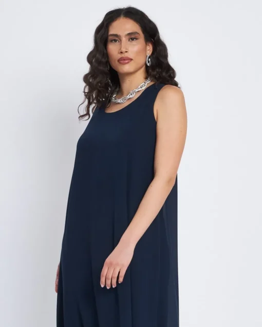 Abito lungo giromanica con spolvero BLU