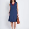 Abito svasato con scollo a V e fianchetti DENIM