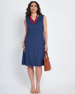 Abito svasato con scollo a V e fianchetti DENIM