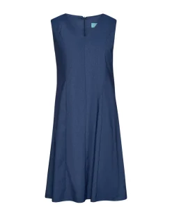 Abito svasato con scollo a V e fianchetti DENIM