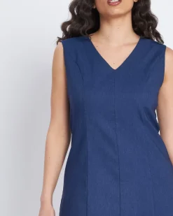 Abito svasato con scollo a V e fianchetti DENIM