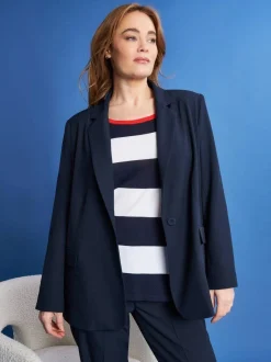 Blazer monopetto in cady tinta unita BLUE NAVY