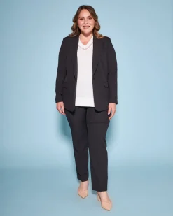 Blazer monopetto in cady tinta unita NERO