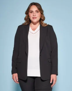 Blazer monopetto in cady tinta unita NERO