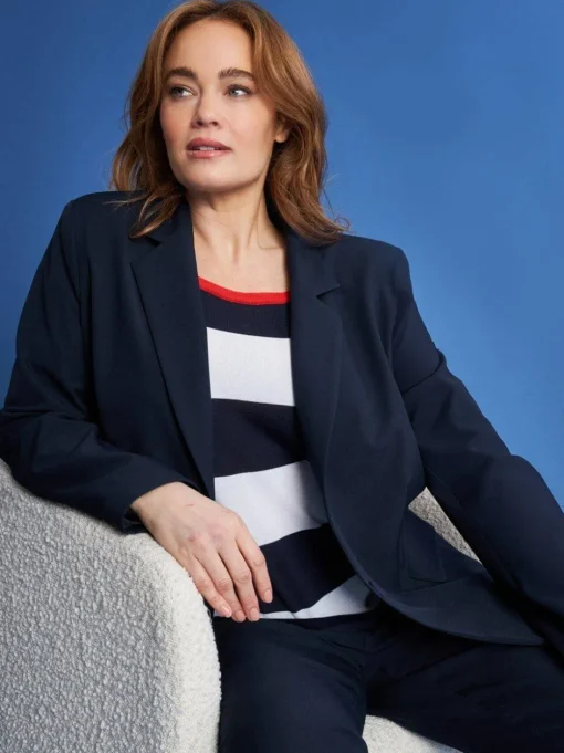 Blazer monopetto in cady tinta unita BLUE NAVY