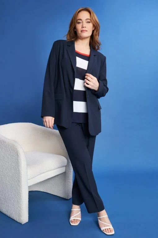 Blazer monopetto in cady tinta unita BLUE NAVY
