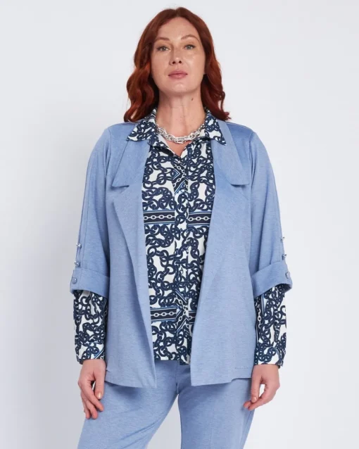 Blazer sfiancato con rever senza bottoni DENIM