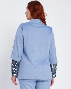 Blazer sfiancato con rever senza bottoni DENIM