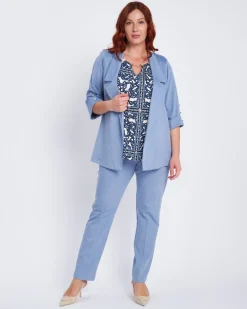 Blazer sfiancato con rever senza bottoni DENIM