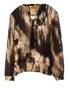 Blusa a fantasia con collo a fusciacca FANTASIA