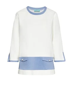 Blusa in punto milano con inserti a contrasto DENIM