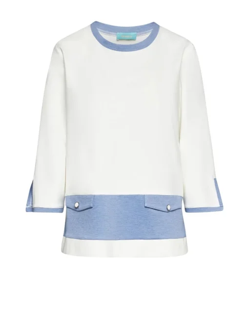 Blusa in punto milano con inserti a contrasto DENIM
