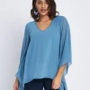Blusa kimono con scollo a V e applicazioni POLVERE