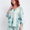Blusa kimono con scollo a V a fantasia ALOE