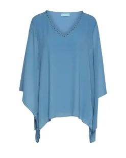 Blusa kimono con scollo a V e applicazioni POLVERE