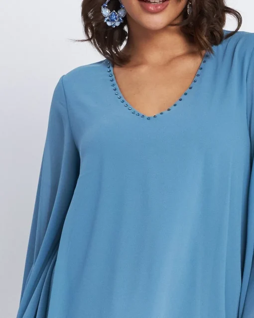 Blusa kimono con scollo a V e applicazioni POLVERE