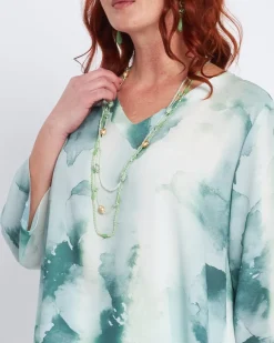 Blusa kimono con scollo a V a fantasia ALOE