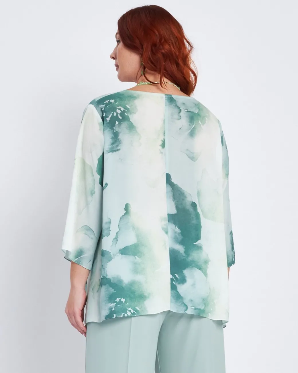 Blusa kimono con scollo a V a fantasia ALOE