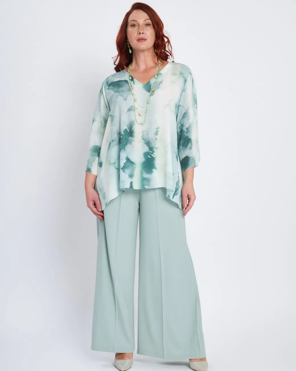 Blusa kimono con scollo a V a fantasia ALOE