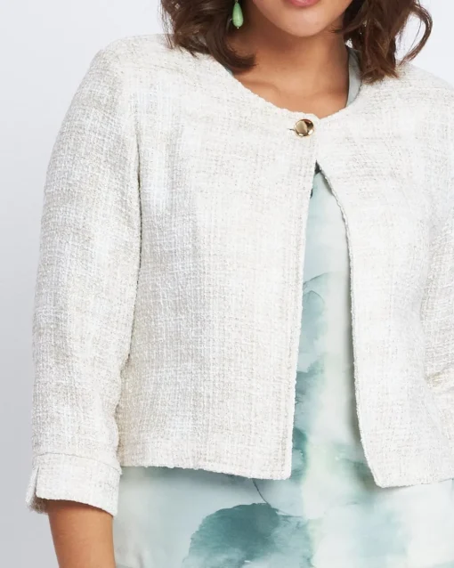 Bolerino monopetto in tweed CREMA