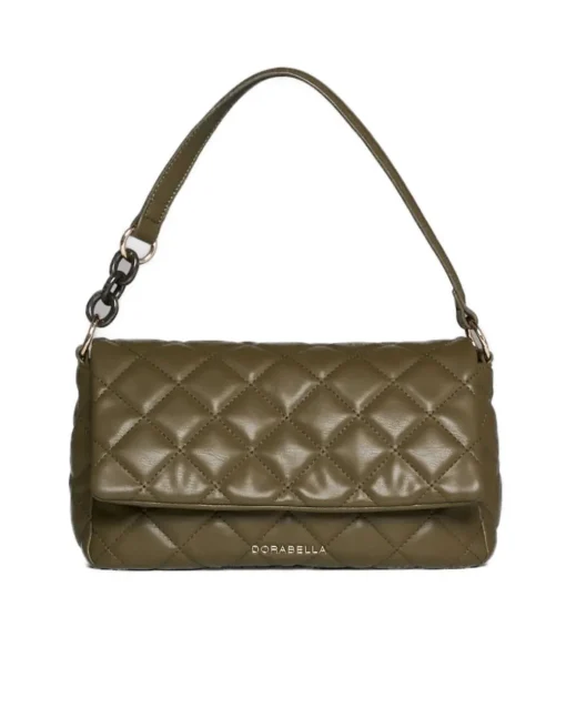 Borsa a mano in ecopelle trapuntata e manico con dettaglio catena smal