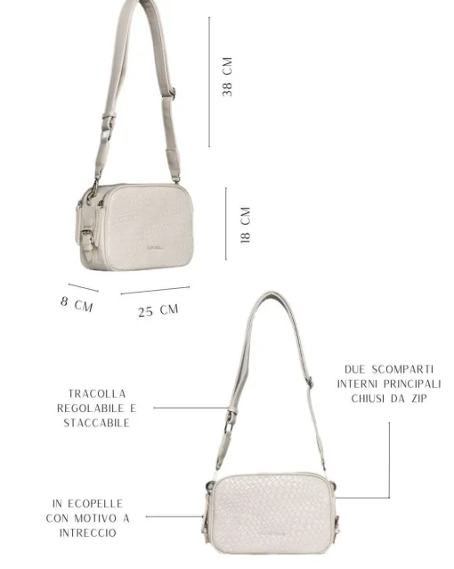 Borsa a spalla piccola in ecopelle con motivo ad intreccio con tracoll
