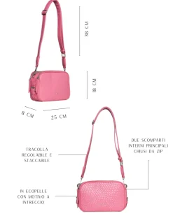 Borsa a spalla piccola in ecopelle con motivo ad intreccio con tracoll