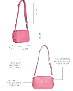 Borsa a spalla piccola in ecopelle con motivo ad intreccio con tracoll