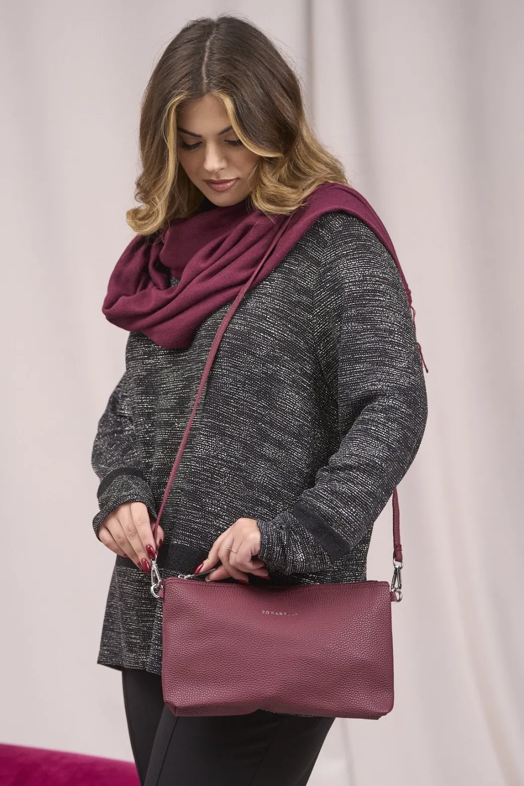 Borsa a tracolla Easy smart BURGUNDY in ecopelle