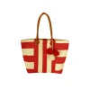 Borsa Mare a Righe Trasversali con Pon pon