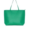 Borsa shopper large in ecopelle a grana con logo sul davanti GREEN BEE