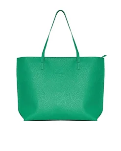 Borsa shopper large in ecopelle a grana con logo sul davanti GREEN BEE