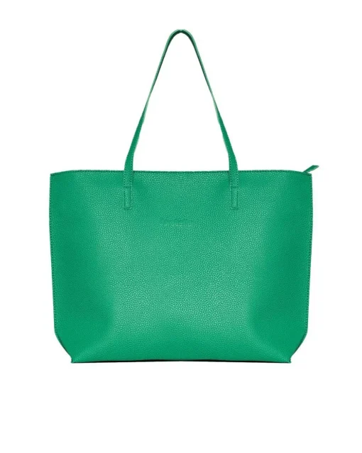 Borsa shopper large in ecopelle a grana con logo sul davanti GREEN BEE