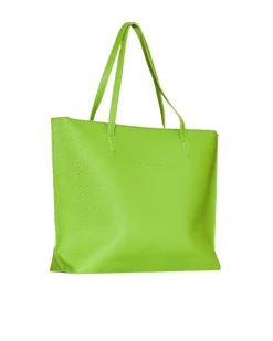 Borsa shopper large in ecopelle a grana con logo sul davanti MACAW GRE