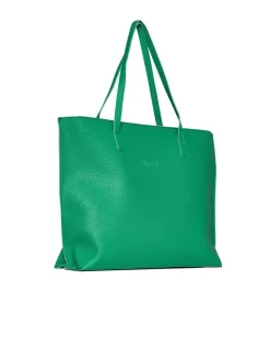 Borsa shopper large in ecopelle a grana con logo sul davanti GREEN BEE