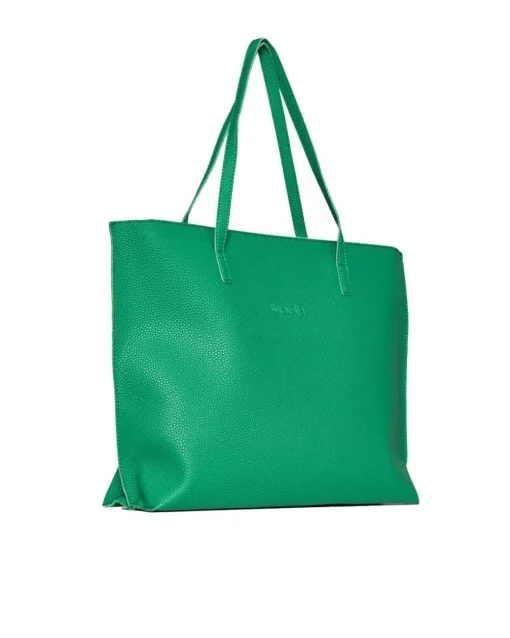 Borsa shopper large in ecopelle a grana con logo sul davanti GREEN BEE
