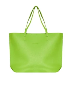 Borsa shopper large in ecopelle a grana con logo sul davanti MACAW GRE