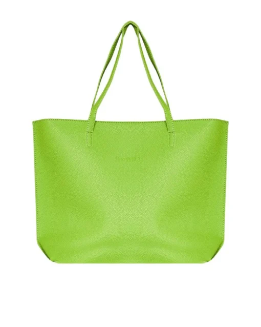 Borsa shopper large in ecopelle a grana con logo sul davanti MACAW GRE