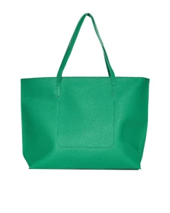 Borsa shopper large in ecopelle a grana con logo sul davanti GREEN BEE