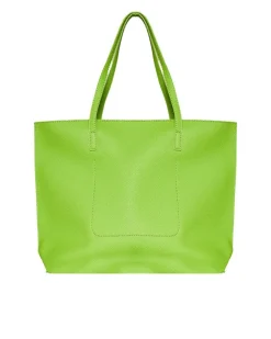 Borsa shopper large in ecopelle a grana con logo sul davanti MACAW GRE